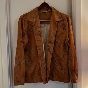 Chic Women's Faux Suede Floral Tan Blazer size 2